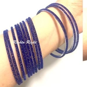 Glass velvet bangles colorful glittery Dark Blue